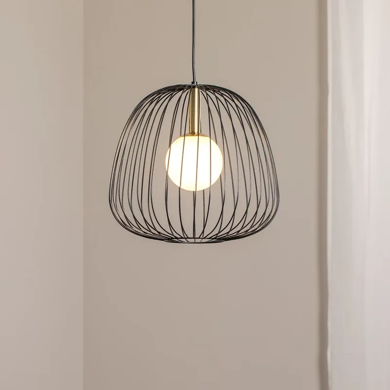Hanglamp Bell M, Ø 33 cm, 1-lamp, zwart/goud/wit Superprijs