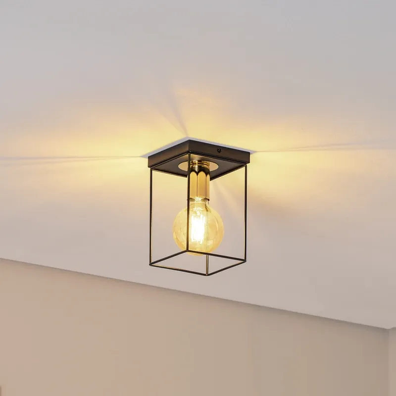 Gecertificeerd Plafondlamp Vox, zwart/goud, hoekig, 1-lamp, staal