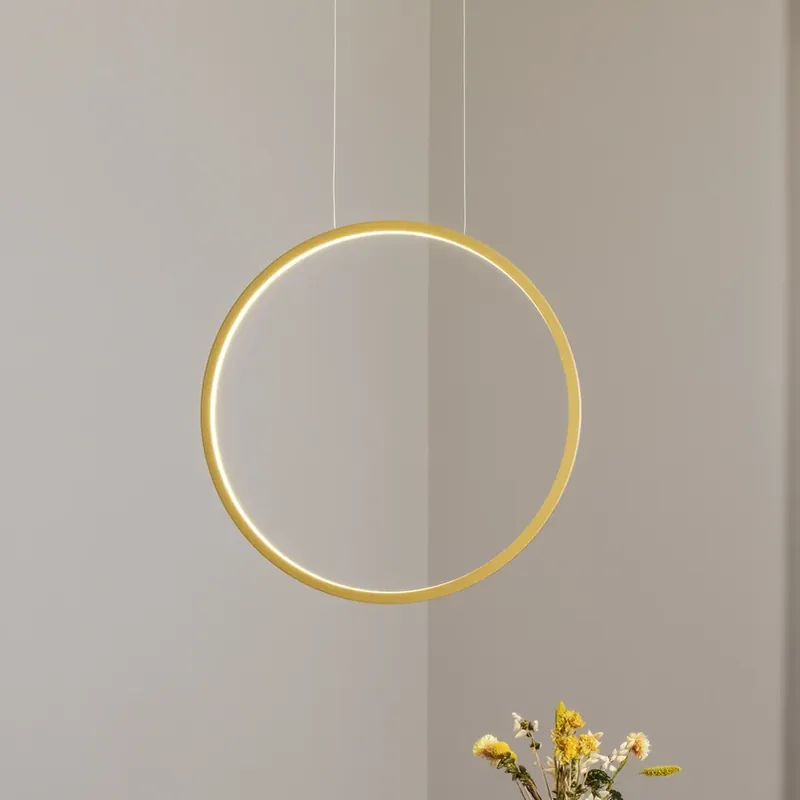 LED hanglamp Saturno verticaal, goud, Ø 50 cm, metaal Rechtstreeks Van De Fabrikant