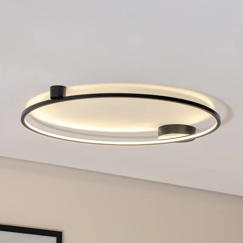 LED plafondlamp Saturno, zwart, Ø 80 cm, metaal, 4.000 K Bestseller