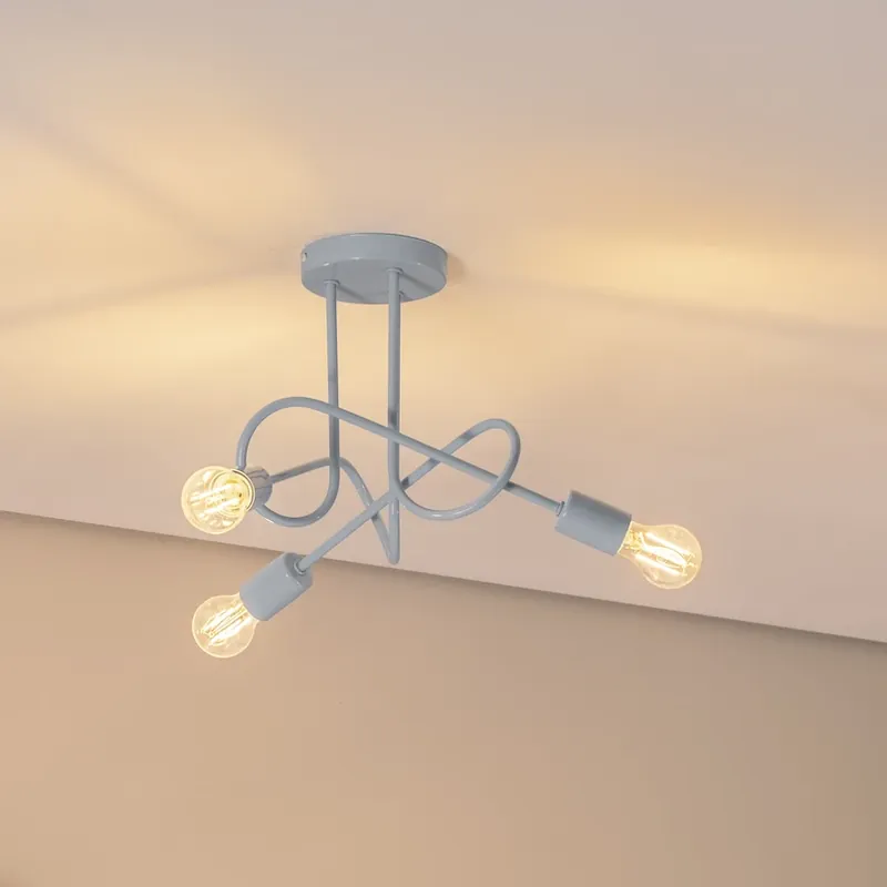 Oxford plafondlamp, Ø 44 cm, lichtblauw, metaal, 3-lamps Fabrieksprijs