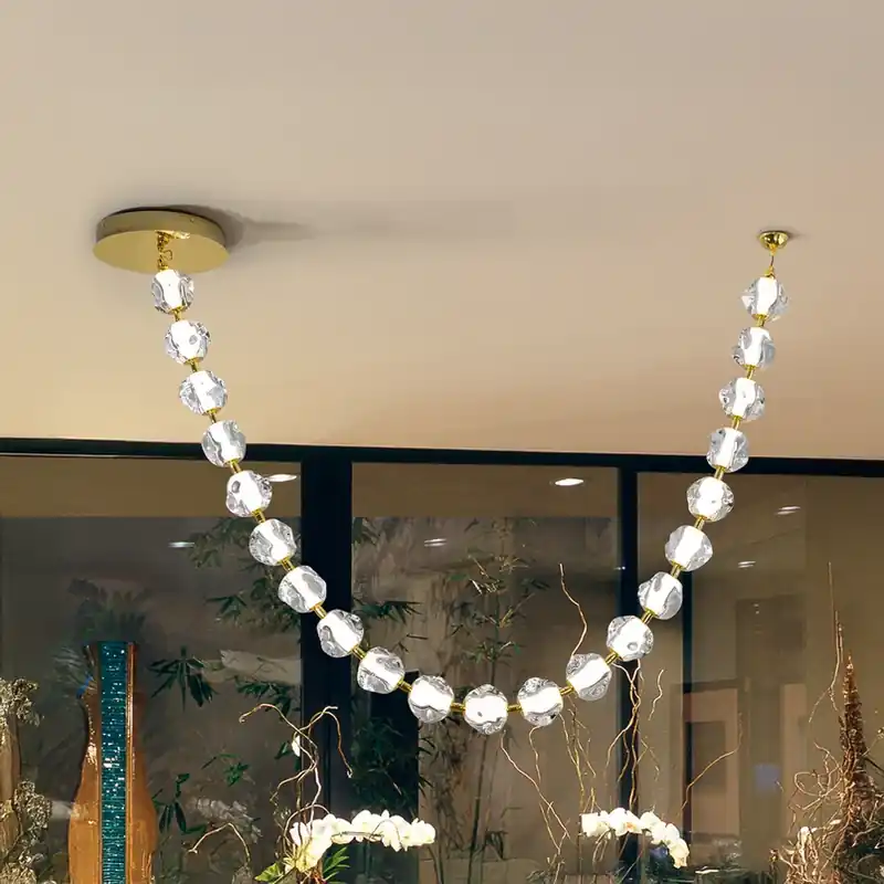 Zaria LED hanglamp, 21-lichts, goud, helder, metaal, acryl Koop Vandaag