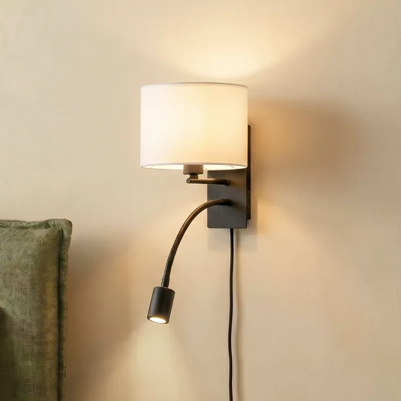 Lage Prijs Lindby wandlamp Florens, zwart, LED leeslamp, 23,5 cm