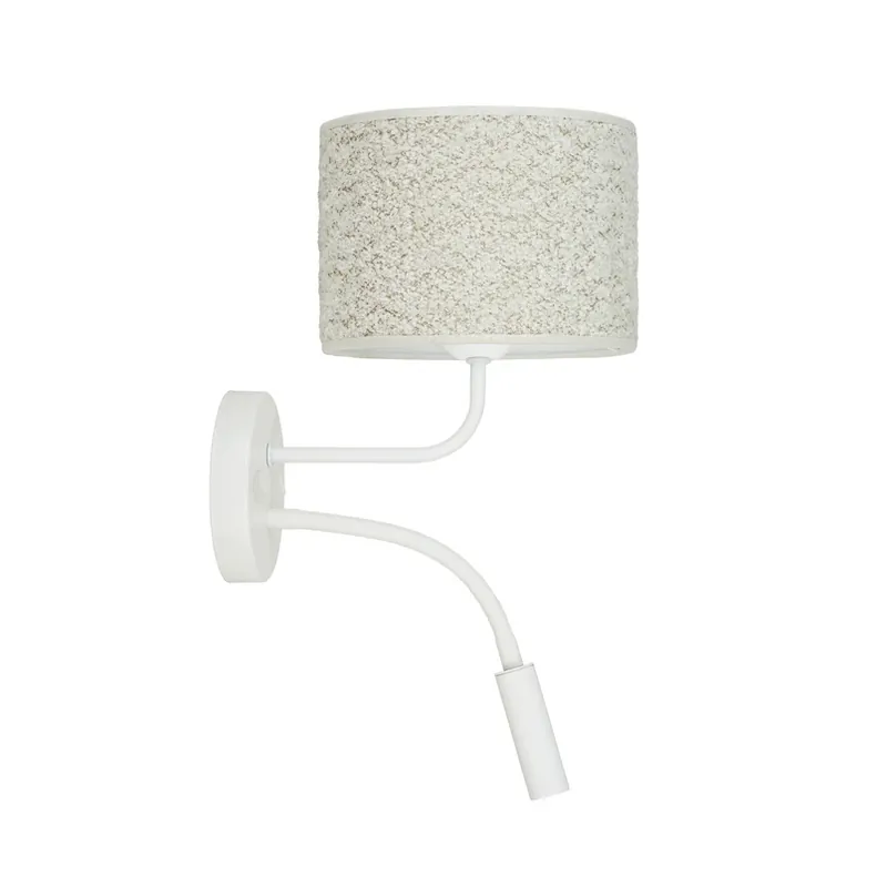Snelle Levering Wandlamp Roller, bouclé, wit/crème, leeslampje
