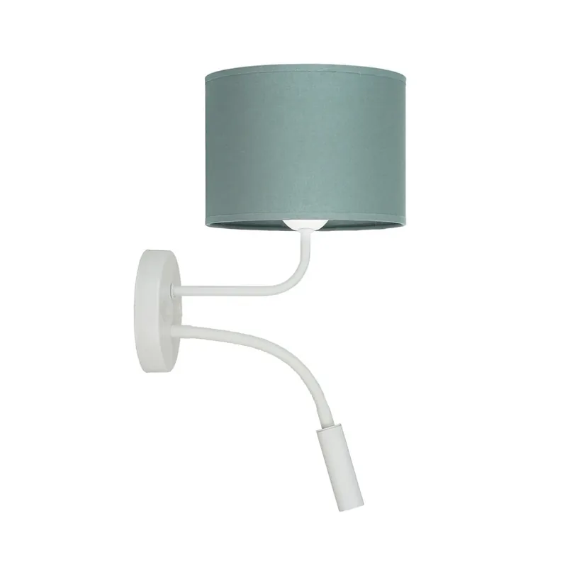 Rechtstreeks Van De Fabrikant Wandlamp roller, stof, wit/sage, leeslampje