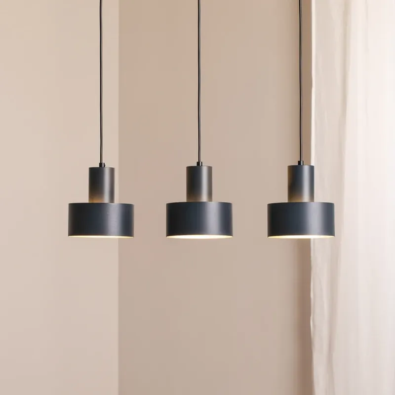 Speciale Aanbieding Hanglamp Rif 3, antraciet, 3-lamps, lineair, staal