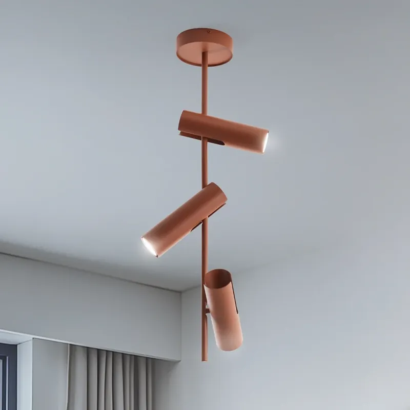 Uitverkoop Plafondspot Leda 3, baksteenrood, 3-lamps, staal, hoogte 76 cm