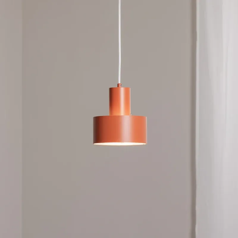 Betaalbaar Hanglamp Rif S, baksteenrood, 1-lamp, Ø 15 cm, staal