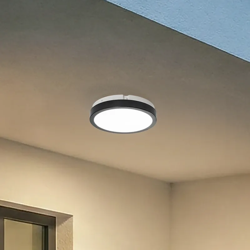 LED plafondlamp Vera, zwart, kunststof, Ø 22 cm, IP65 Tijdelijk Beschikbaar