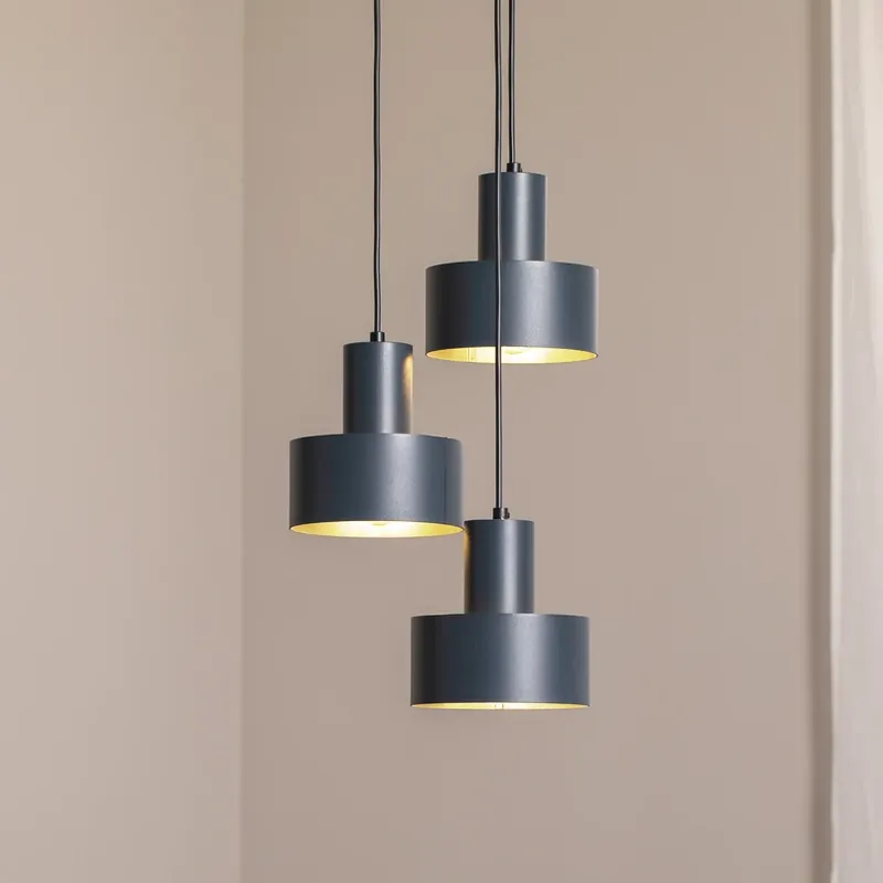 Hanglamp Rif 3, antraciet, rond, 3-lamps, Ø 33 cm Bestseller