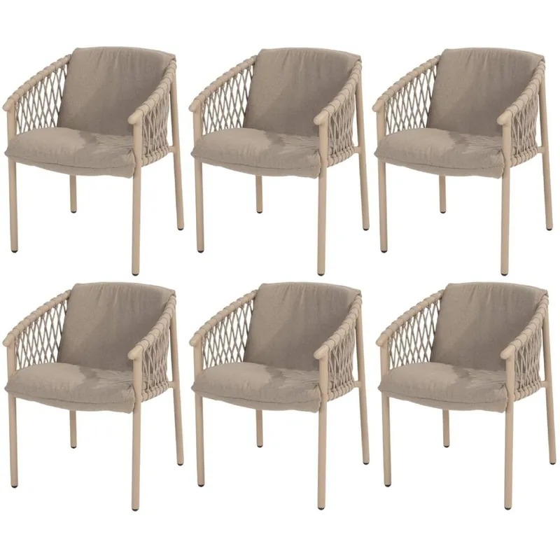 4 Seasons Outdoor Allora dining tuinstoel latte 4 Seasons Outdoor set van 6 Superprijs