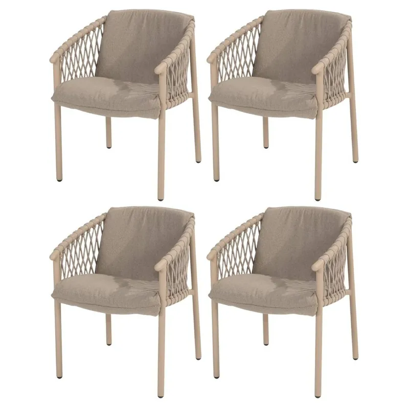 4 Seasons Outdoor Allora dining tuinstoel latte 4 Seasons Outdoor set van 4 Hete Deal
