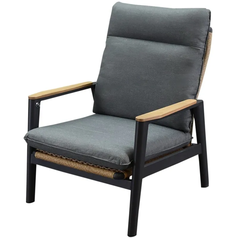 Beste Prijs AVH-Collectie Alzano verstelbare lounge tuinstoel aluminium teak antraciet