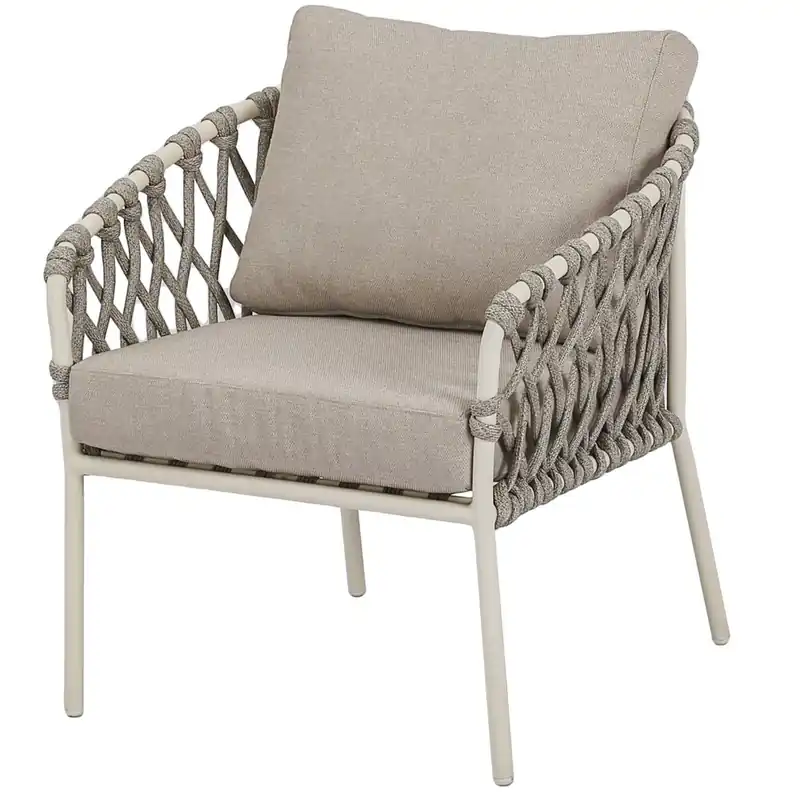 AVH-Collectie Amalfi low dining tuinstoel natural sand aluminium latte Dagaanbieding