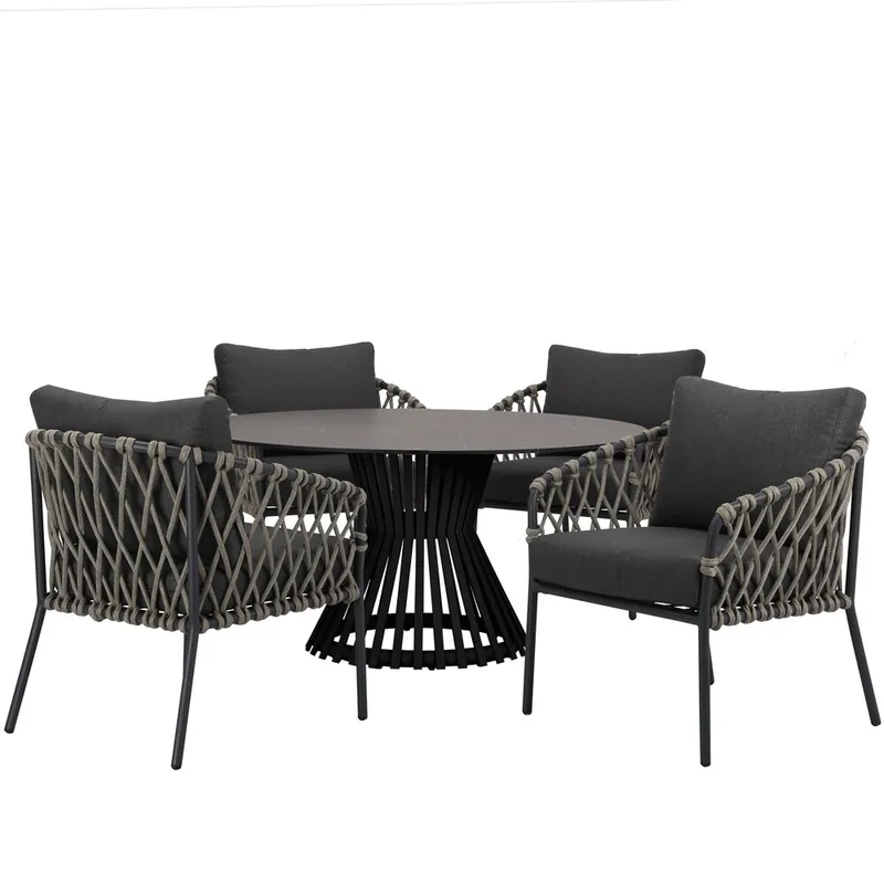 Favoriet AVH-Collectie Amalfi Pasadena low dining tuinset 5 delig antraciet