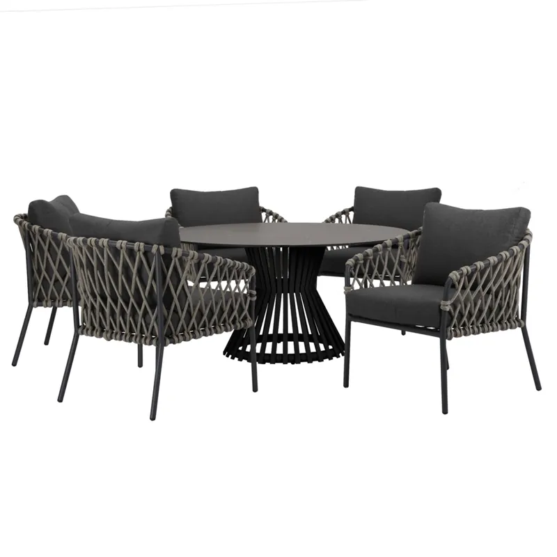 Seizoensaanbieding AVH-Collectie Amalfi Pasadena low dining tuinset 6 delig antraciet
