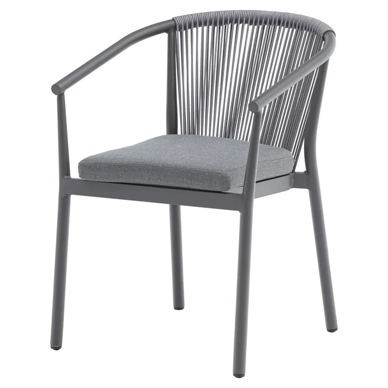 Express Levering AVH-Collectie Apollo dining tuinstoel rope stapelbaar grijs