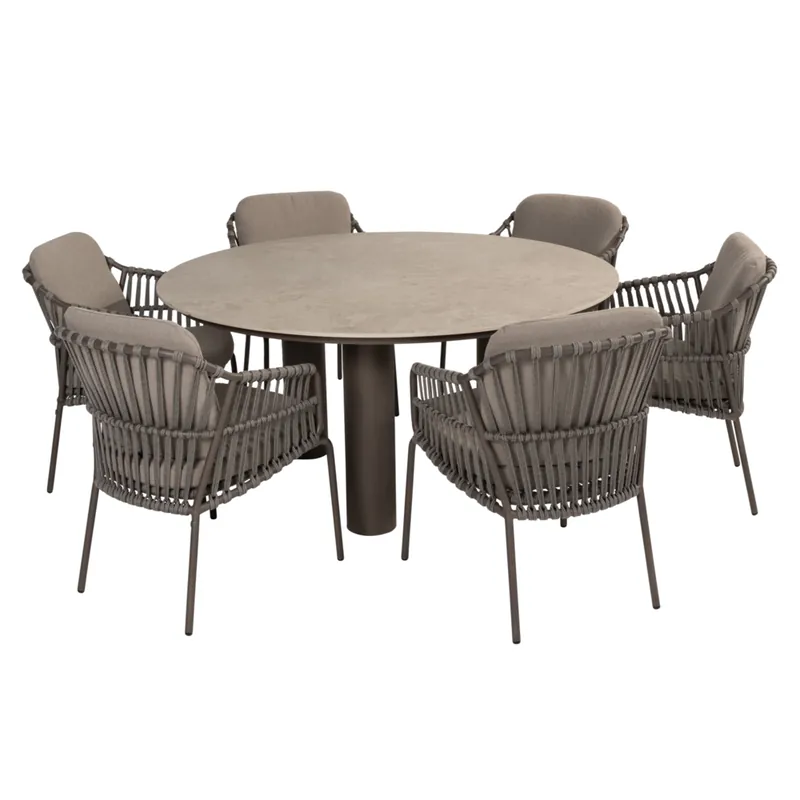 4 Seasons Outdoor Arizona Capalbio dining tuinset 160xH75 cm rond 7 delig keramiek terre 4 Seasons Outdoor Tijdelijk Beschikbaar