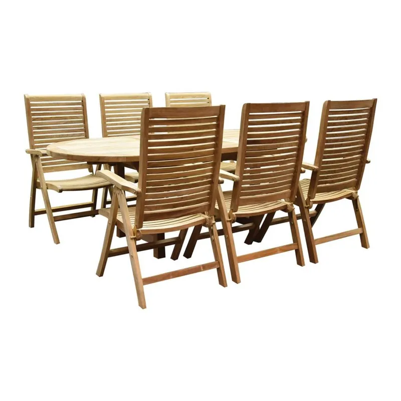 Aanbieding AVH-Collectie Arona Ovaal uitschuifbare dining tuinset 160-210x90 cm blad 4 cm 7-delig teak