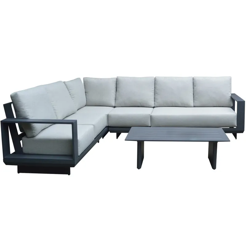 Premium AVH-Collectie Avellino hoek loungeset 5 delig antraciet aluminium soft grey
