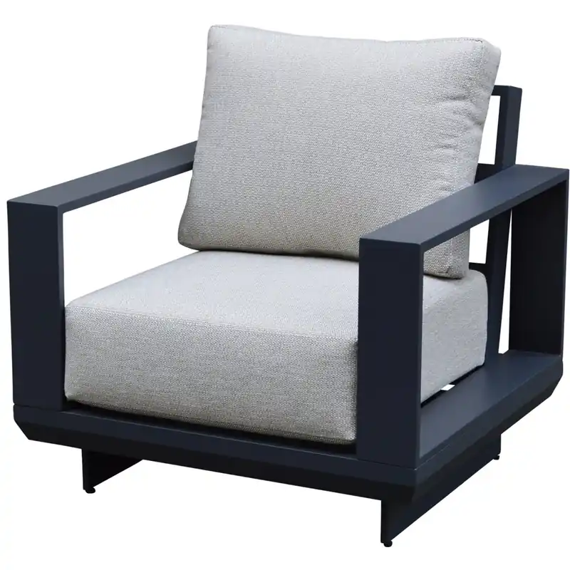 AVH-Collectie Avellino lounge tuinstoel aluminium antraciet soft grey kussens Exclusieve Aanbieding