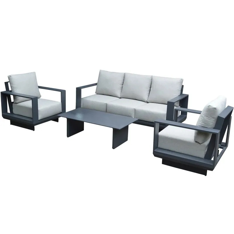 Betrouwbaar AVH-Collectie Avellino stoel bank loungeset 4 delig antraciet aluminium soft grey