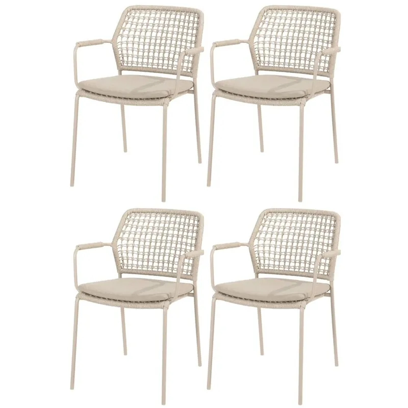 Direct Verzonden 4 Seasons Outdoor Barista dining tuinstoel stapelbaar latte Taste 4SO set van 4