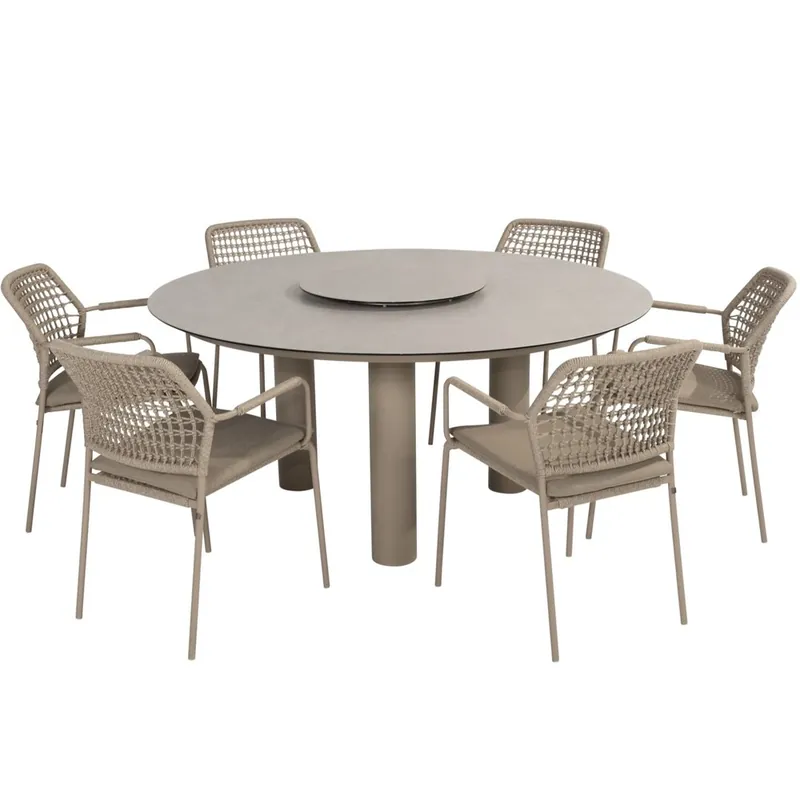 Actieprijs Taste 4SO Barista Donato dining tuinset 160xH75 cm 7 delig keramiek latte Taste 4SO