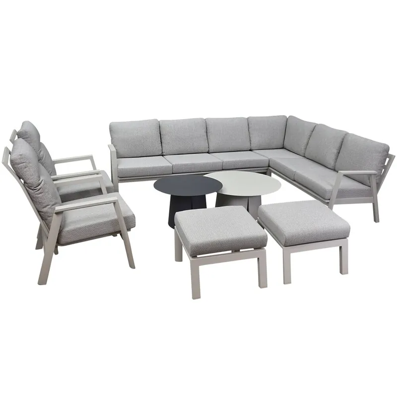AVH-Collectie Barolo hoek loungeset 9 delig verstelbaar aluminium latte zand Favoriet