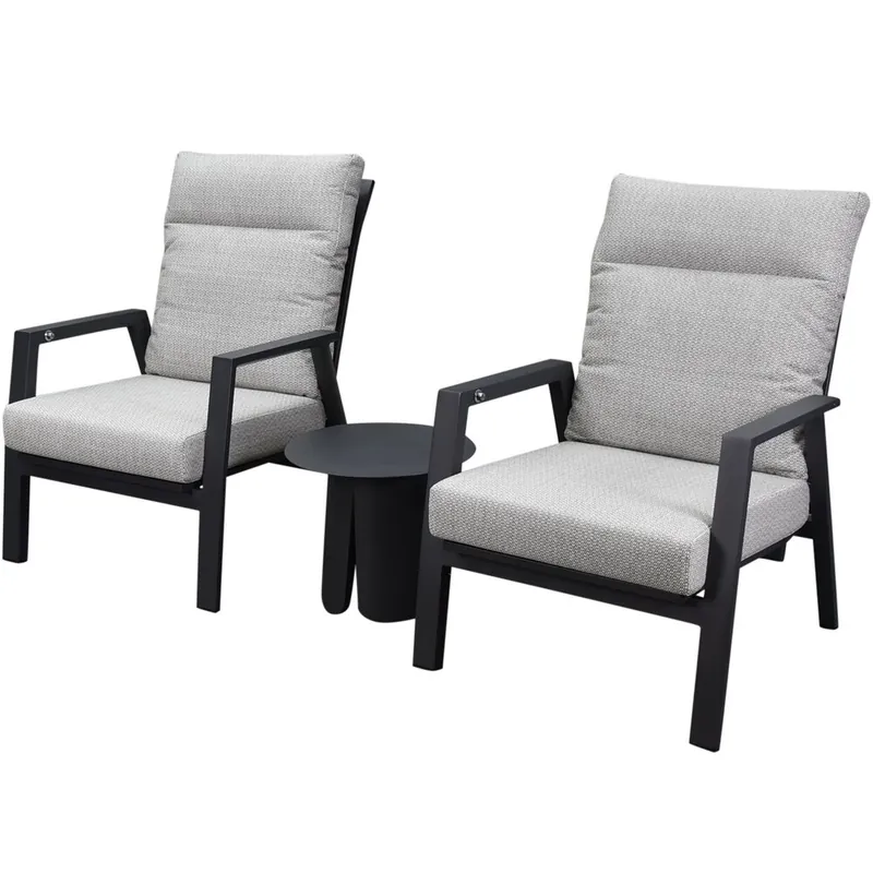 Korting AVH-Collectie Barolo lounge balkonset 3 delig verstelbaar antraciet aluminium