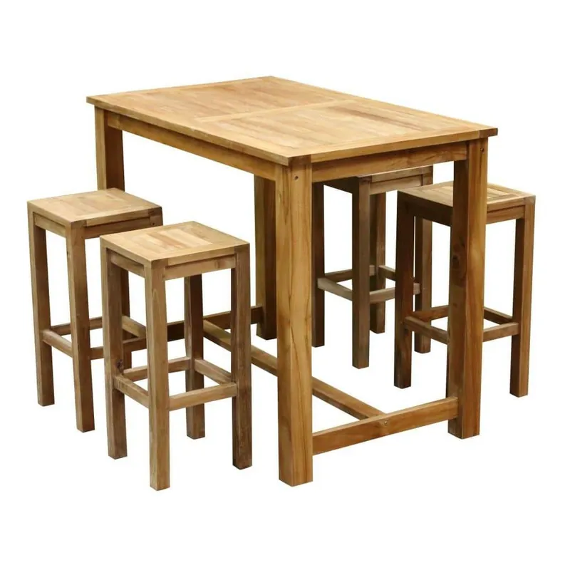 AVH-Collectie Barset Grade A teakhout 135x80xH105 cm 5-delig Dagaanbieding