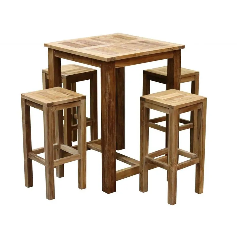 Superprijs AVH-Collectie Barset Grade A teakhout 80x80xH105 cm 5-delig