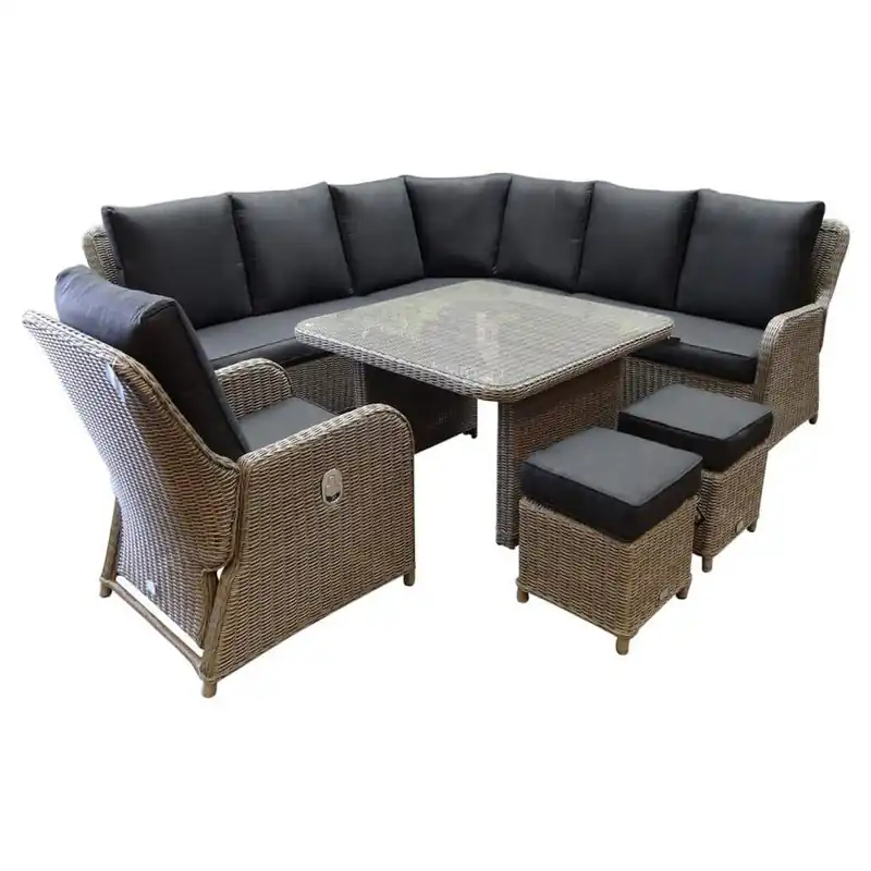 Superprijs AVH-Collectie Bilbao hoek dining loungeset 7 delig grijs