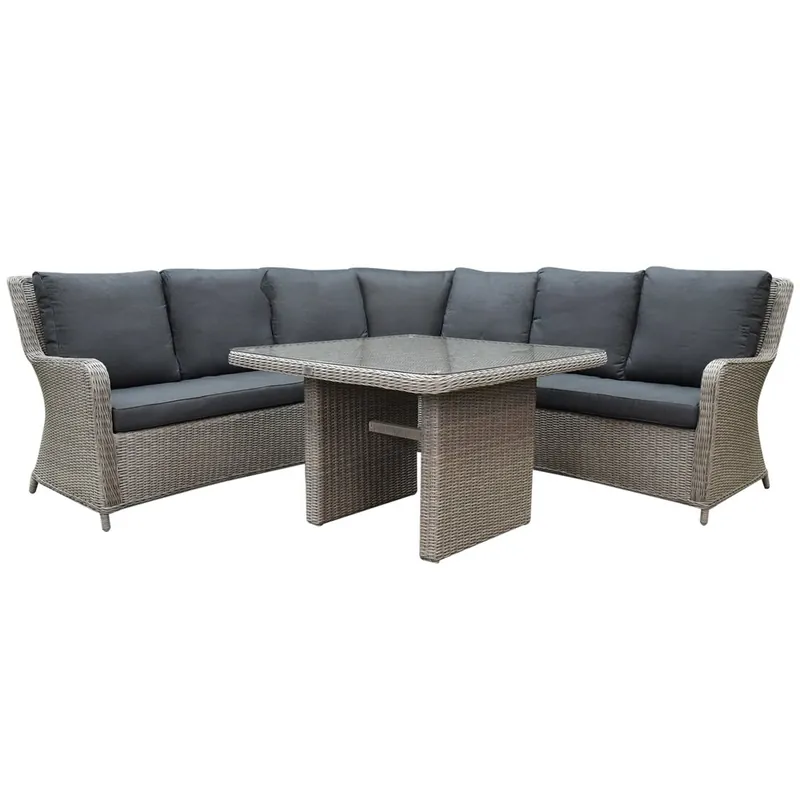 AVH-Collectie Bilbao hoek dining loungeset 4-delig grijs Premium