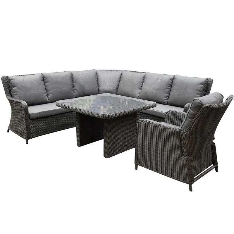 Bilbao premium dining hoek loungeset 5 delig antraciet wicker Gereduceerde Prijs