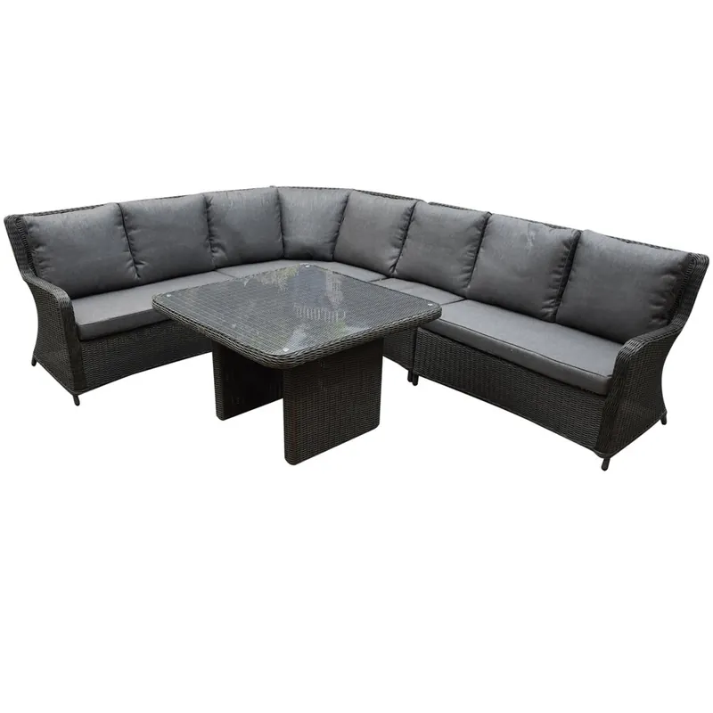 Favoriet Bilbao premium dining hoek loungeset 5 delig antraciet wicker