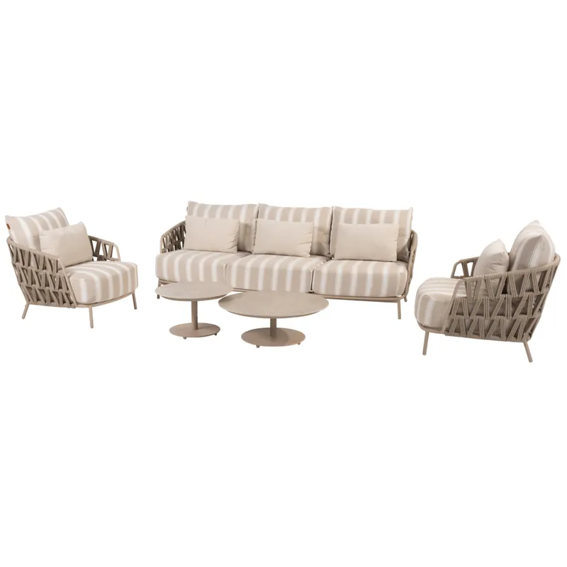 4 Seasons Outdoor Boaz Beverly stoel bank loungeset 5 delig latte 4 Seasons Outdoor Laatste Versie