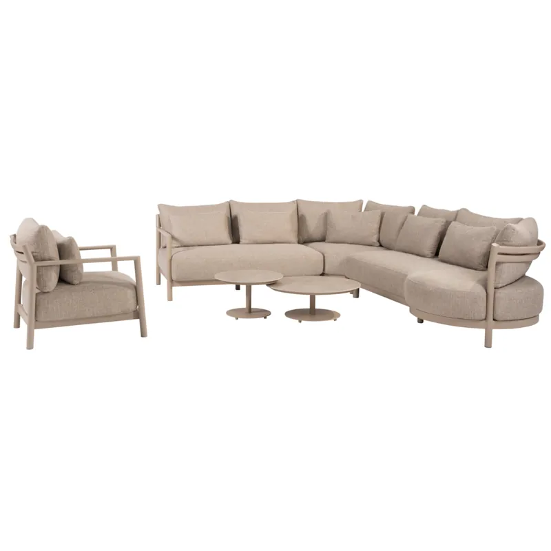 4 Seasons Outdoor Boaz Mykonos modulaire hoek loungeset 6 delig keramiek latte 4 Seasons Outdoor Exclusieve Aanbieding
