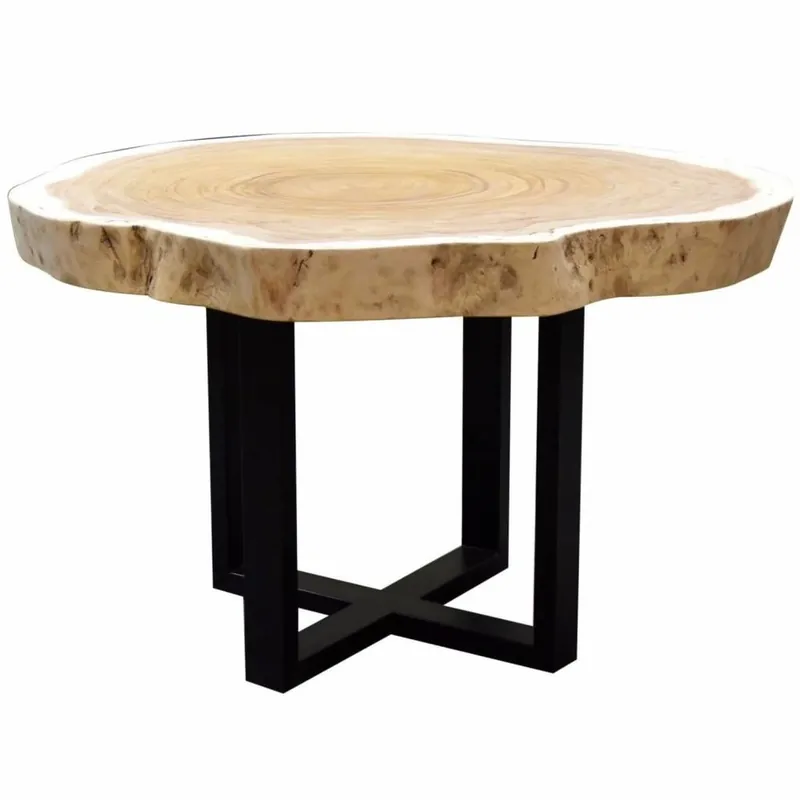 Express Levering AVH-Collectie Boomstamtafel 100xH75 cm rond roestvrij stalen poten - bladdikte 9 cm