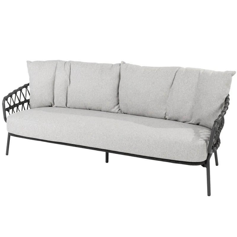 Beperkte Voorraad 4 Seasons Outdoor Calpi 3-zits lounge bank met 3 kussens antraciet 4 Seasons Outdoor