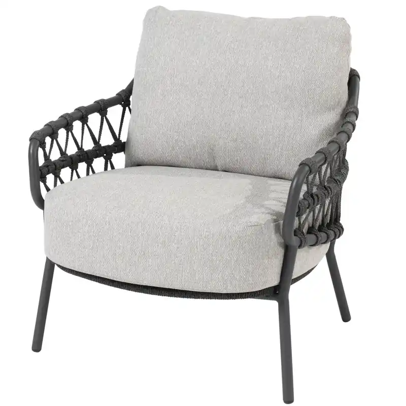 4 Seasons Outdoor Calpi low dining tuinstoel met 2 kussens antraciet 4 Seasons Outdoor Speciale Aanbieding