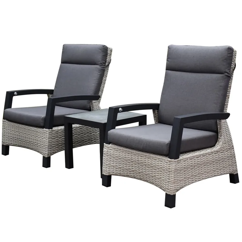 Nieuw AVH-Collectie Dallas lounge balkonset 3 delig verstelbaar grijs