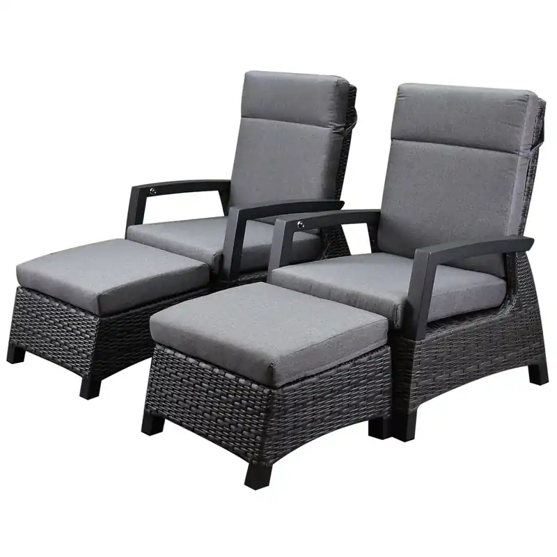 AVH-Collectie Dallas lounge balkonset 4 delig verstelbaar antraciet Express Levering