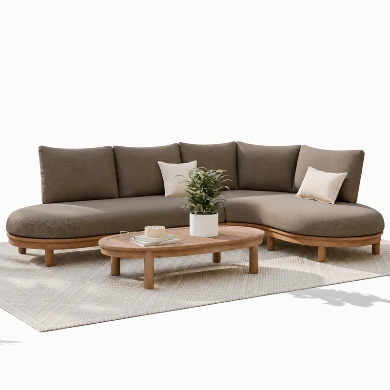Premium AVH-Collectie Eleganza organische hoek loungeset 3 delig hardhout