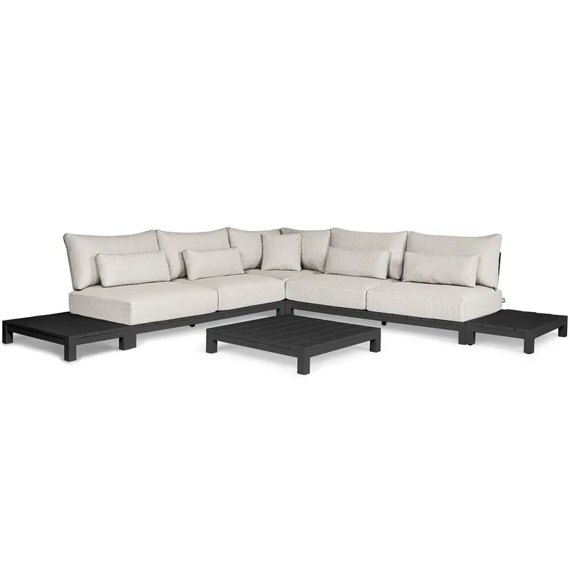 SUNS Evora hoek loungeset 6 delig natural mixed weave / matt black frame SUNS Aanbieding