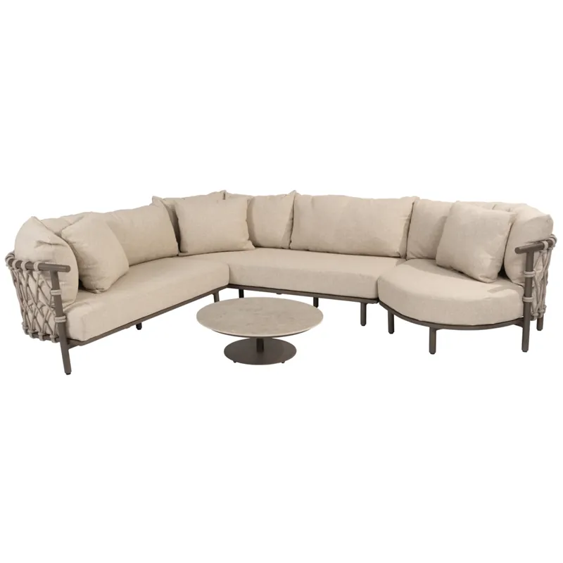 Tijdelijk Beschikbaar 4 Seasons Outdoor Ezra modulaire organiche hoek loungeset 4 delig keramiek terre 4 Seasons Outdoor