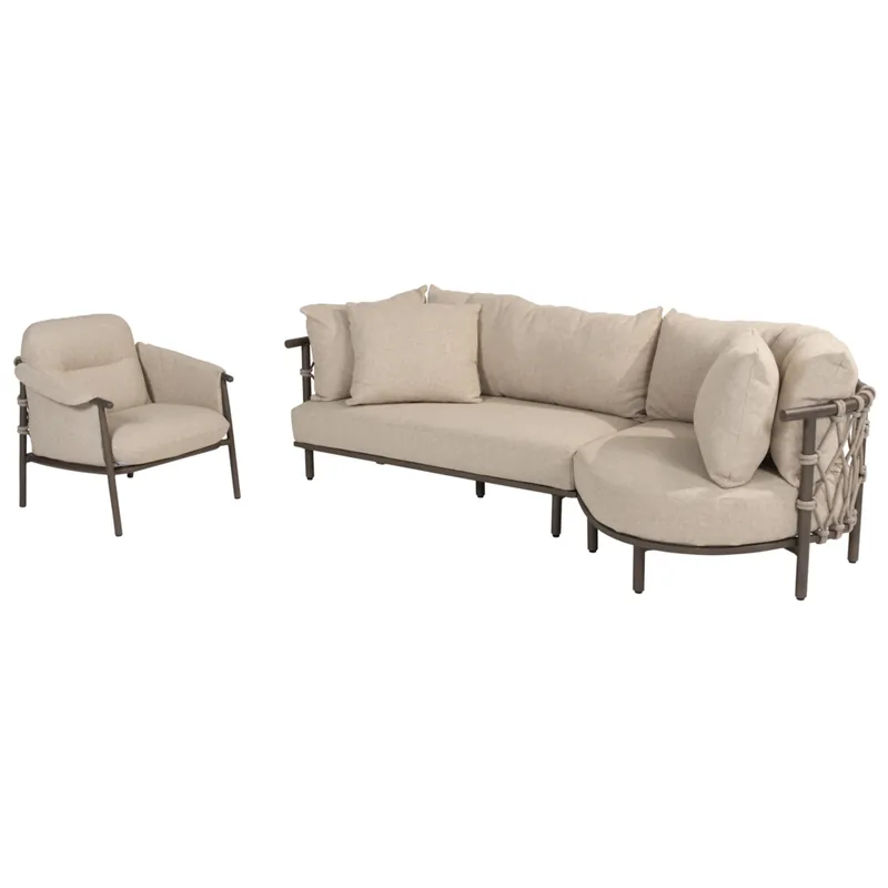 4 Seasons Outdoor Ezra organische chaise longue loungeset 3 delig terre 4 Seasons Outdoor Must-Have