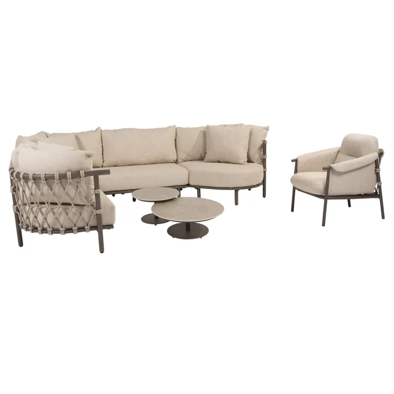 4 Seasons Outdoor Ezra organische hoek loungeset 6 delig keramiek terre 4 Seasons Outdoor Voordeelprijs