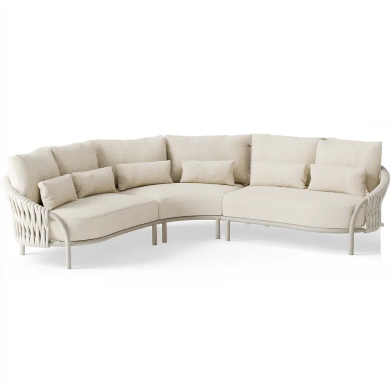 SUNS Feroli hoek loungeset 3 delig Camel sand Misty rope Beachy bouclé SUNS Nieuw