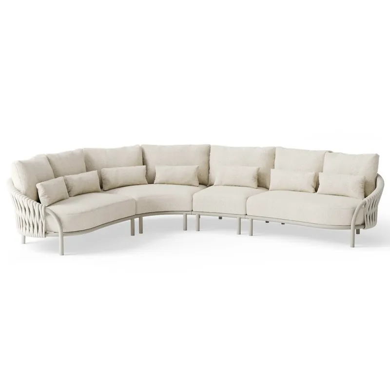 Shop Nu SUNS Feroli hoek loungeset 4 delig Camel sand Misty rope Beachy bouclé SUNS